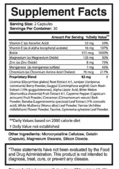 Glucotide Supplement Facts