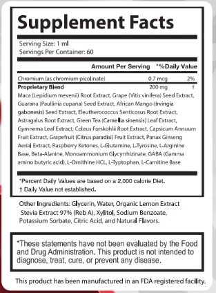 Sugar Reset supplement facts